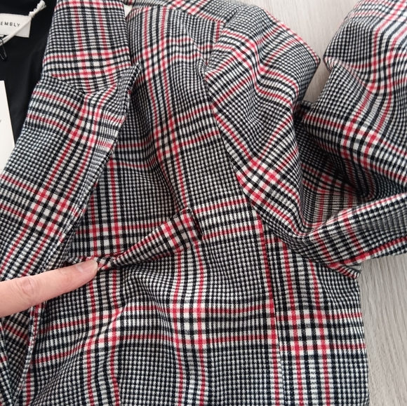 NEW Free Assembly Double Breasted Blazer Red White Black Plaid Retro Large Gift - Picture 4 of 15